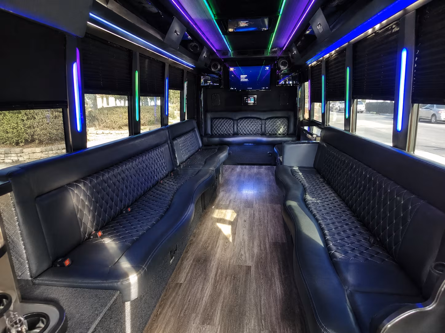 bozeman 15 passenger party bus interior