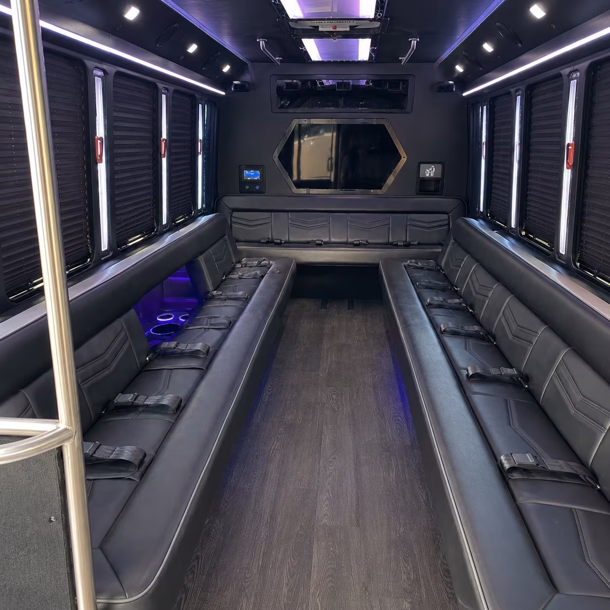bozeman 18 passenger party bus interior