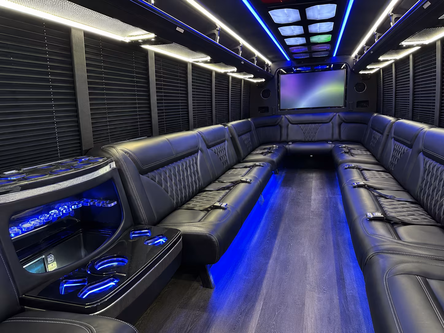bozeman 20 passenger party bus inside