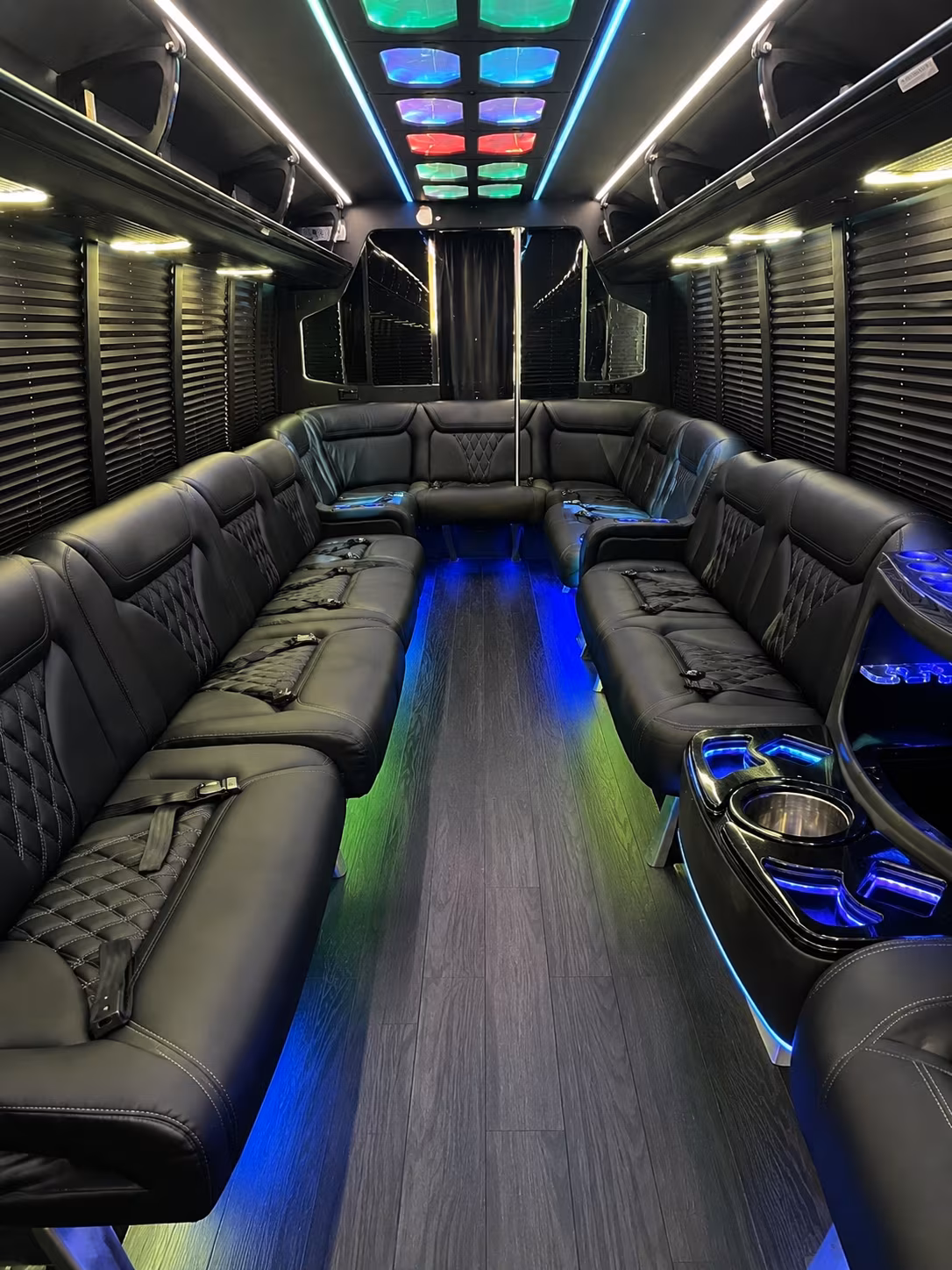 bozeman 20 passenger party bus interior