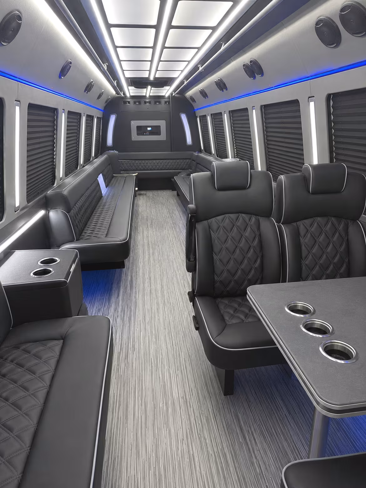 bozeman 25 passenger party bus inside