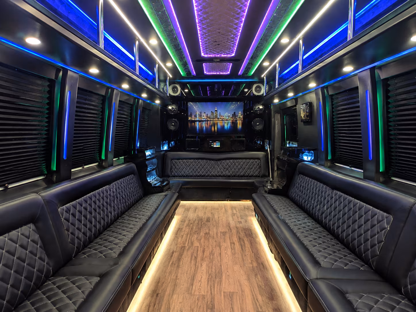 bozeman 25 passenger party bus interior