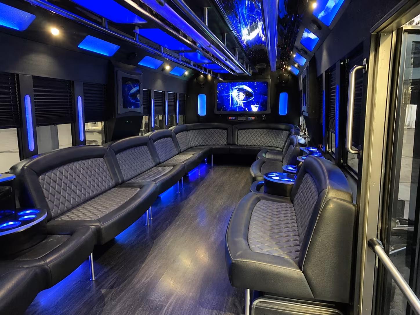bozeman 28 passenger party bus interior