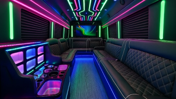 Interior of Charter Bus Company Pocatello's Party Bus in Pocatello